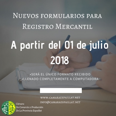 Nuevos formularios para Registro Mercantil